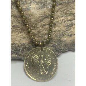 1987 Poland Polska 5 Coin Pendant Necklace. Polish Eagle Warsaw. Great 🎁 A1